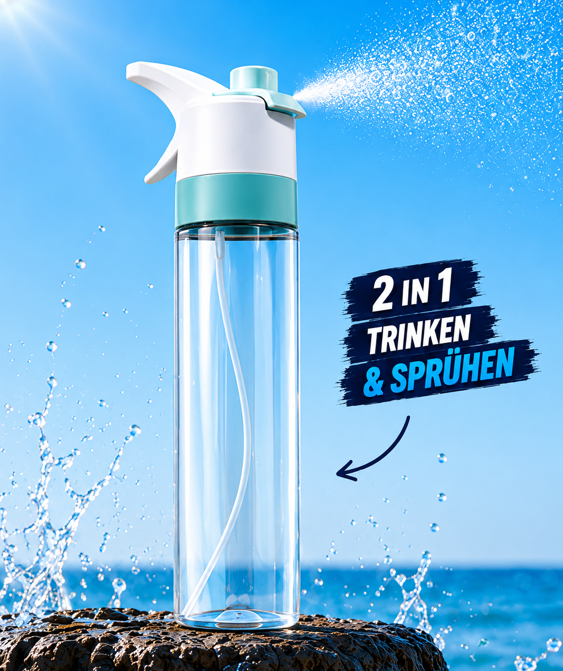 FreshUp 2-in-1 Trinkflasche mit Sprühfunktion
